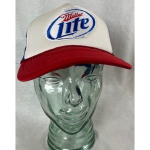 Vintage Miller Lite Embroidered Trucker Hat Snapback Cap Adjustable USA